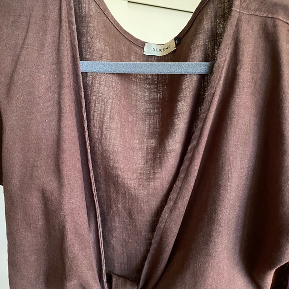 Brown linen wrap top - Picture 6 of 7